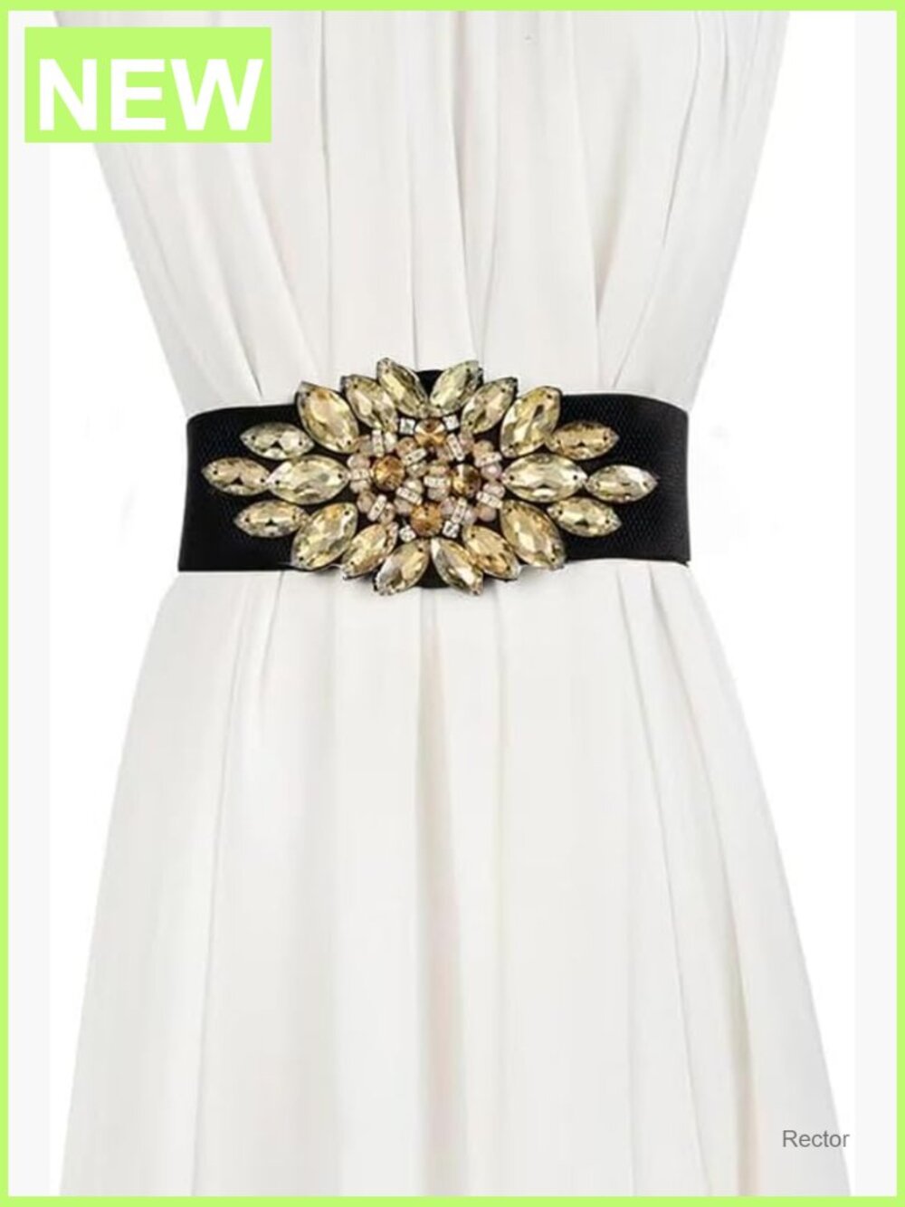 Stretchy Rhinestone Belts for Dress-Sparkling Crystal Wide Belt-Plus Size